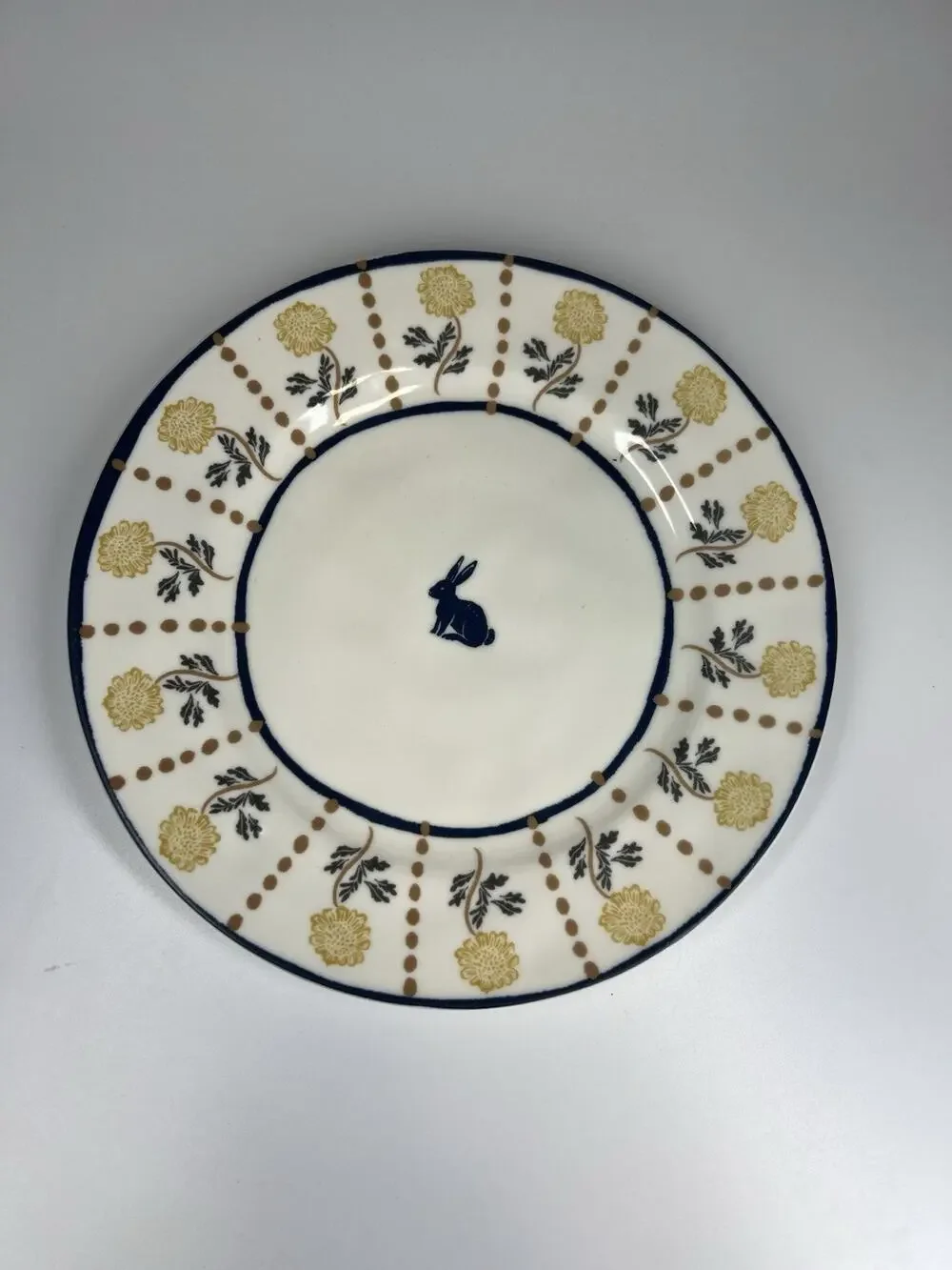 Anthropologie Millie Stoneware Dessert Plate Salad Bunny Rabbit HandPainted